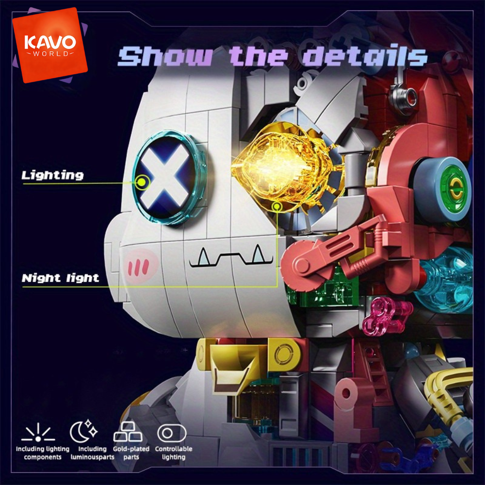 Desk Setup Gifts - KAVOWORLD Cyberpunk Mechanical Rabbit Building Blocks