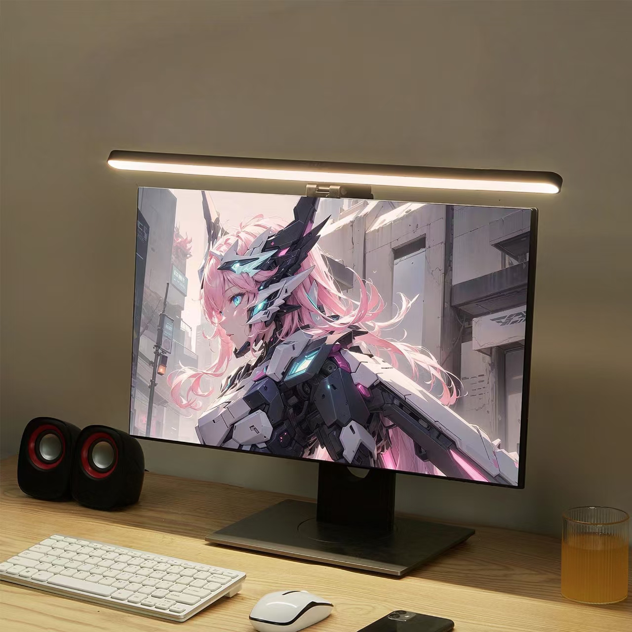 Desk Setup For Gaming - LED Monitor Light Hanging Desk Lamp