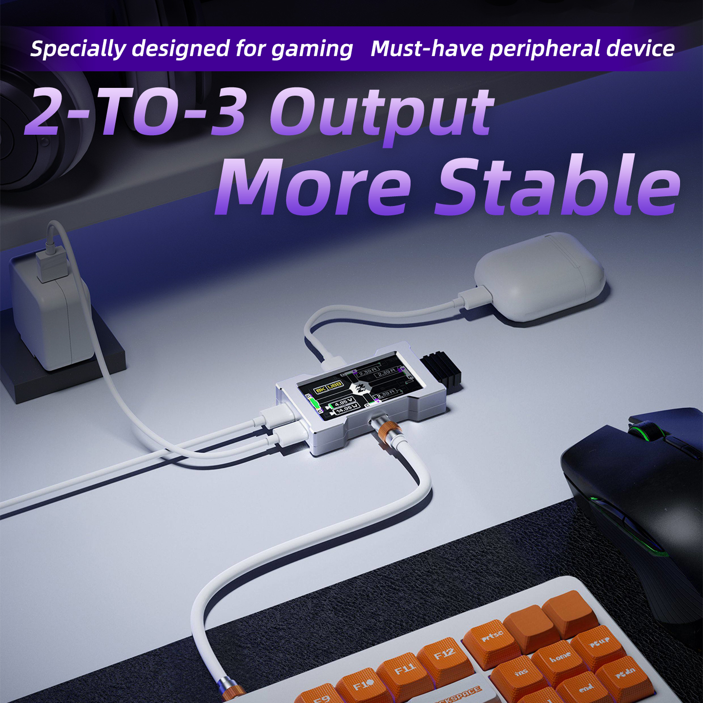 HMHUB Gaming USB Hub - 2-To-3  - đánh giá và giá Desk Setup Usb Hub