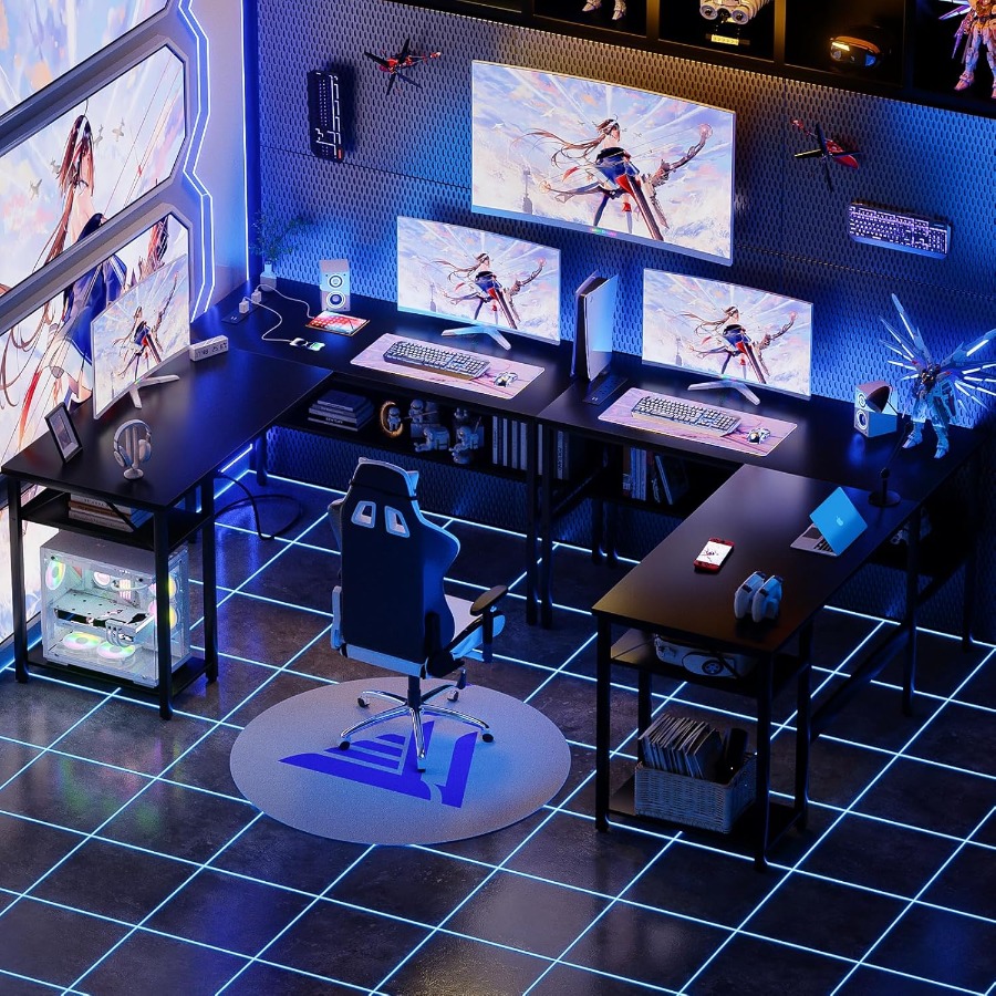 Reversible L Shaped Desk with  - đánh giá và giá Desk Setup For Gaming