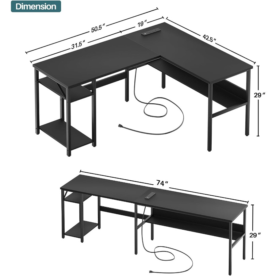 Reversible L Shaped Desk with  - đánh giá và giá Desk Setup For Gaming