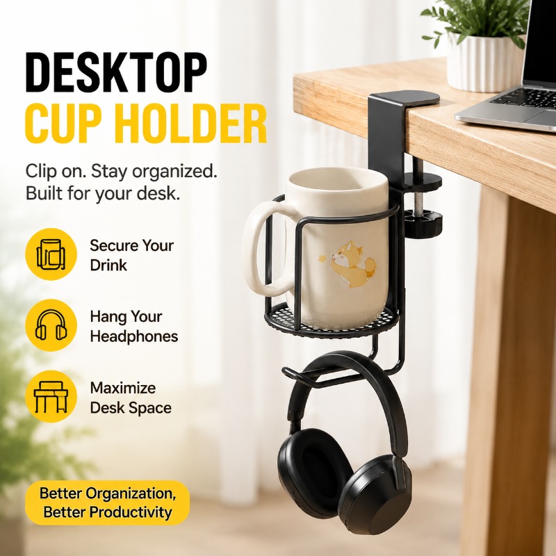 2 in 1 Desk Cup Holder Headpho - đánh giá và giá Desk Setup Headphone Stand