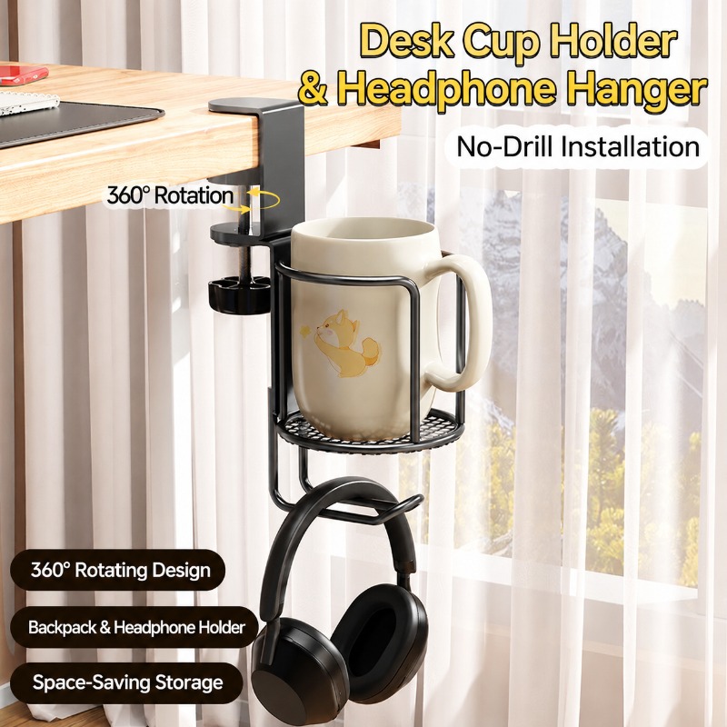 2 in 1 Desk Cup Holder Headpho - đánh giá và giá Desk Setup Headphone Stand