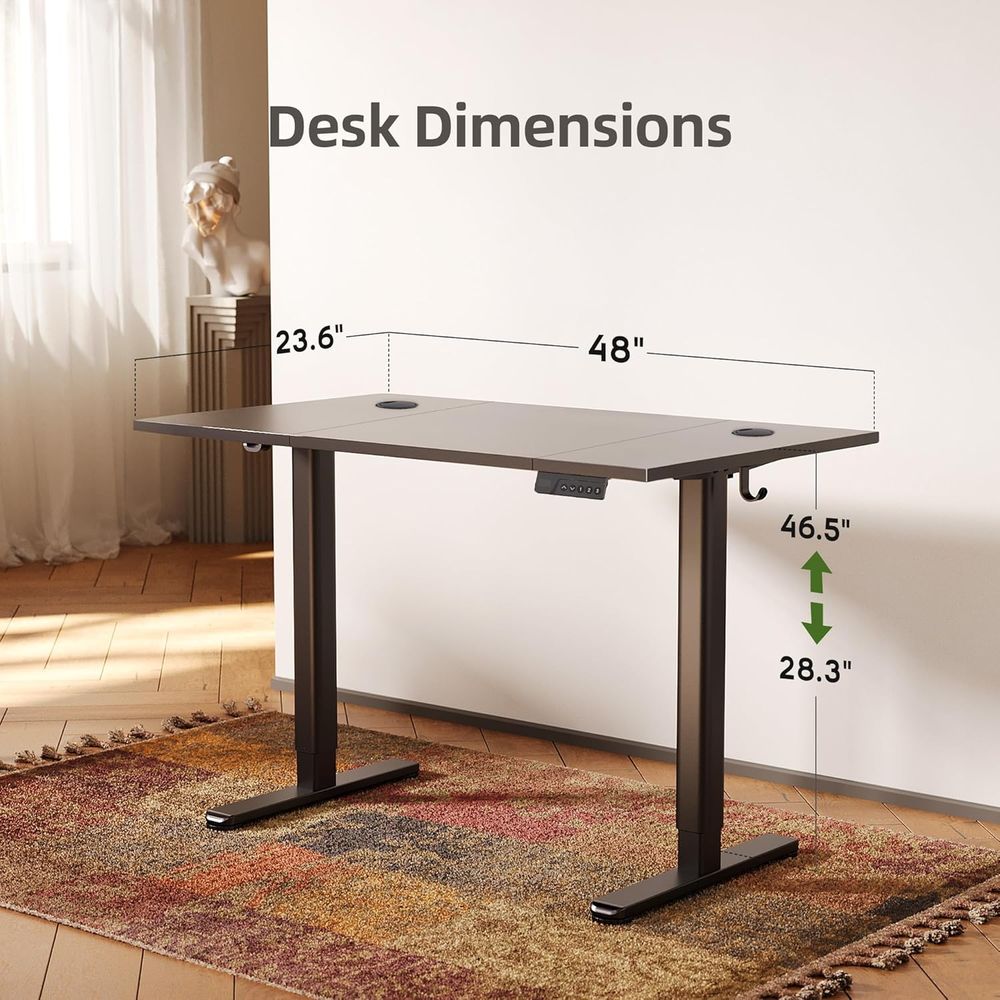 Adjustable Height Electric Des - đánh giá và giá Desk Setup Black And Wood