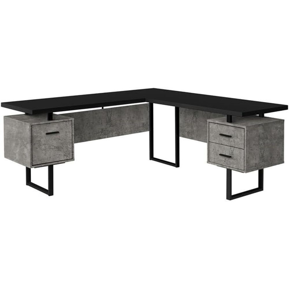 L-Shaped 70 Computer Desk with - đánh giá và giá Desk Setup Black And Wood