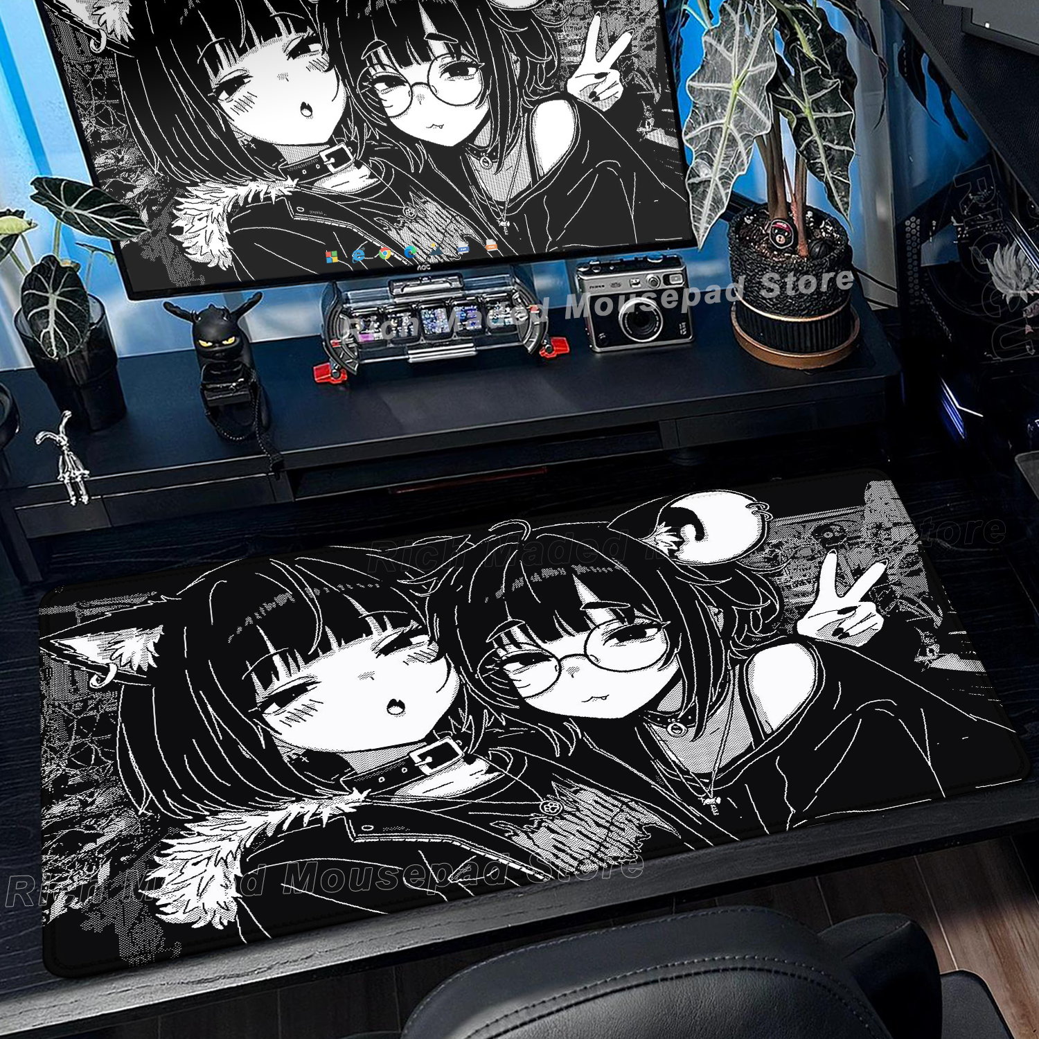 Black White Anime Girl Mouse P - đánh giá và giá Desk Setup Anime