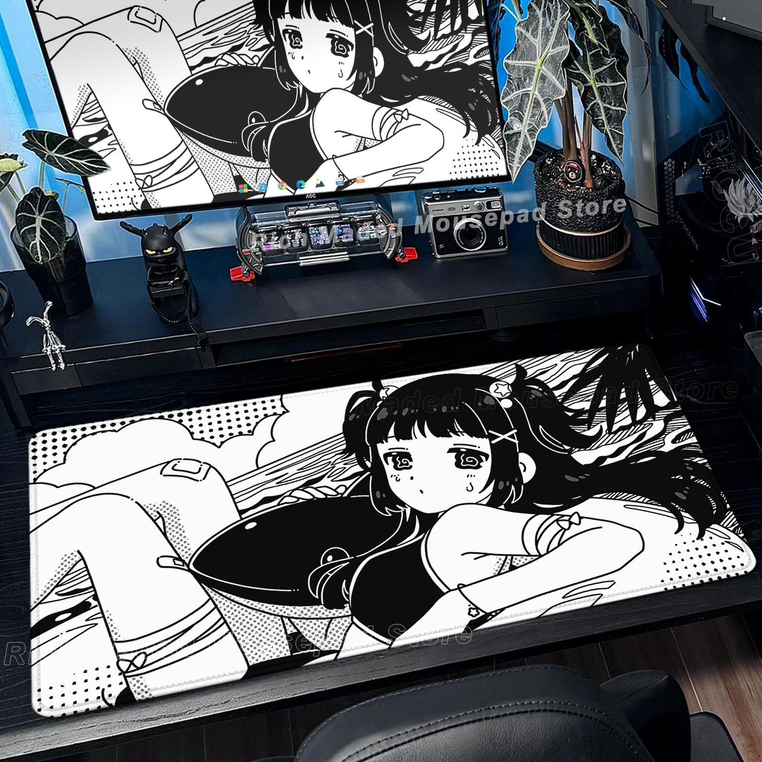 Black White Anime Girl Mouse P - đánh giá và giá Desk Setup Anime
