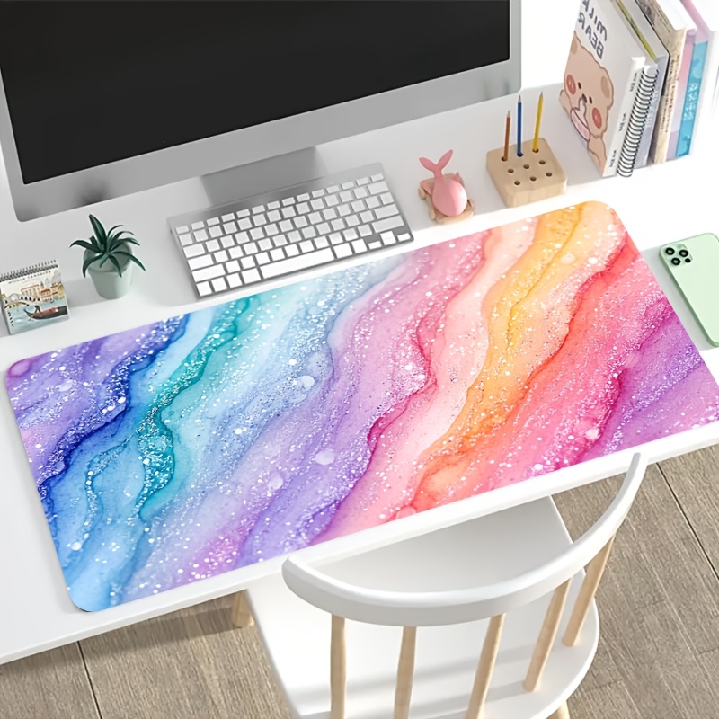 Vibrant Rainbow Glitter Marble - đánh giá và giá Desk Setup For Gaming