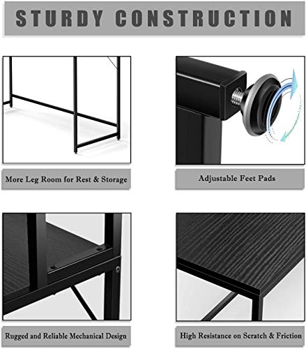 55 Inch Black L-Shape Corner W - đánh giá và giá Desk Setup Black And Wood
