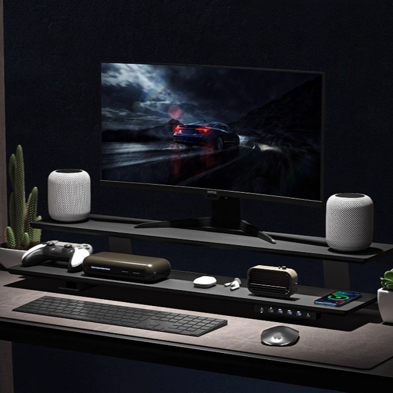 Solid Wood Gaming Desk Top wit - đánh giá và giá Desk Setup Usb Hub