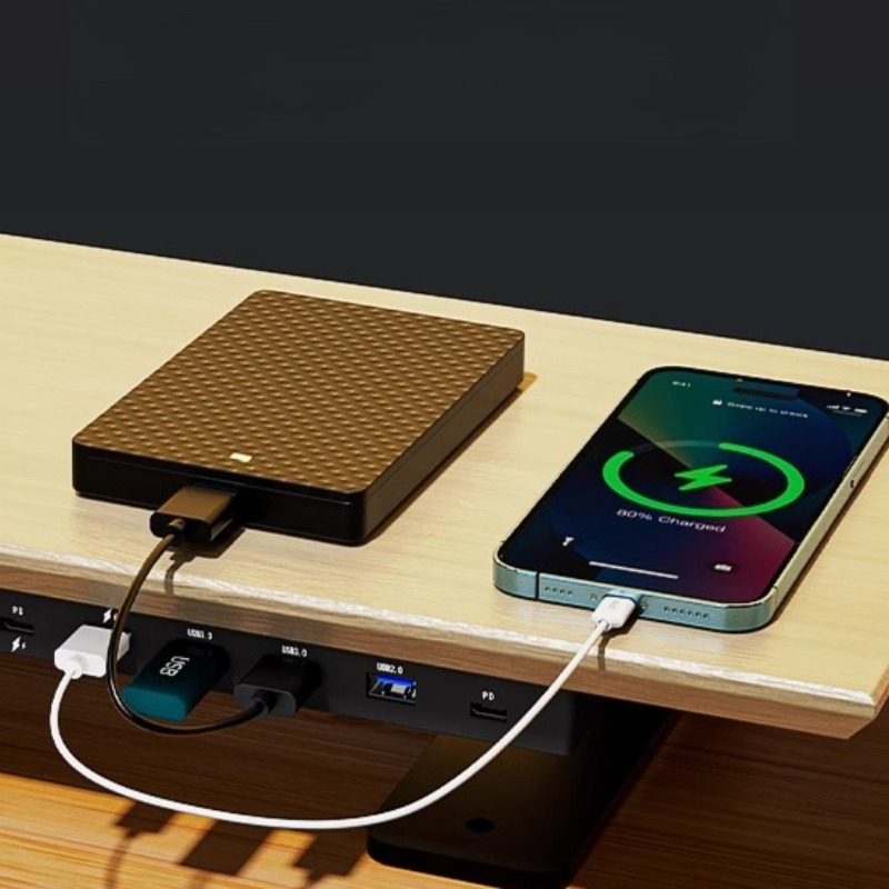 Solid Wood Gaming Desk Top wit - đánh giá và giá Desk Setup Usb Hub