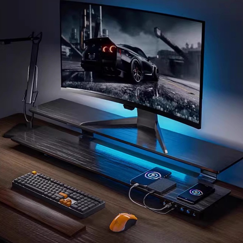 Solid Wood Gaming Desk Top wit - đánh giá và giá Desk Setup Usb Hub