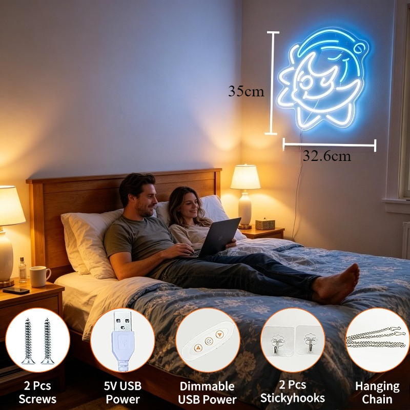 Cute Shark LED Neon Sign USB R - đánh giá và giá Desk Setup Gifts