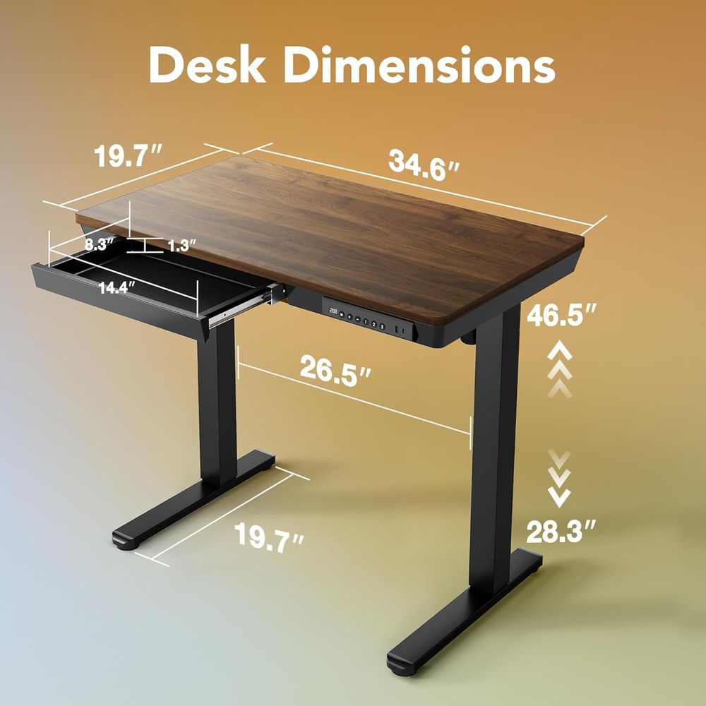 35 x 20 Inch Electric Height A - đánh giá và giá Desk Setup Black And Wood