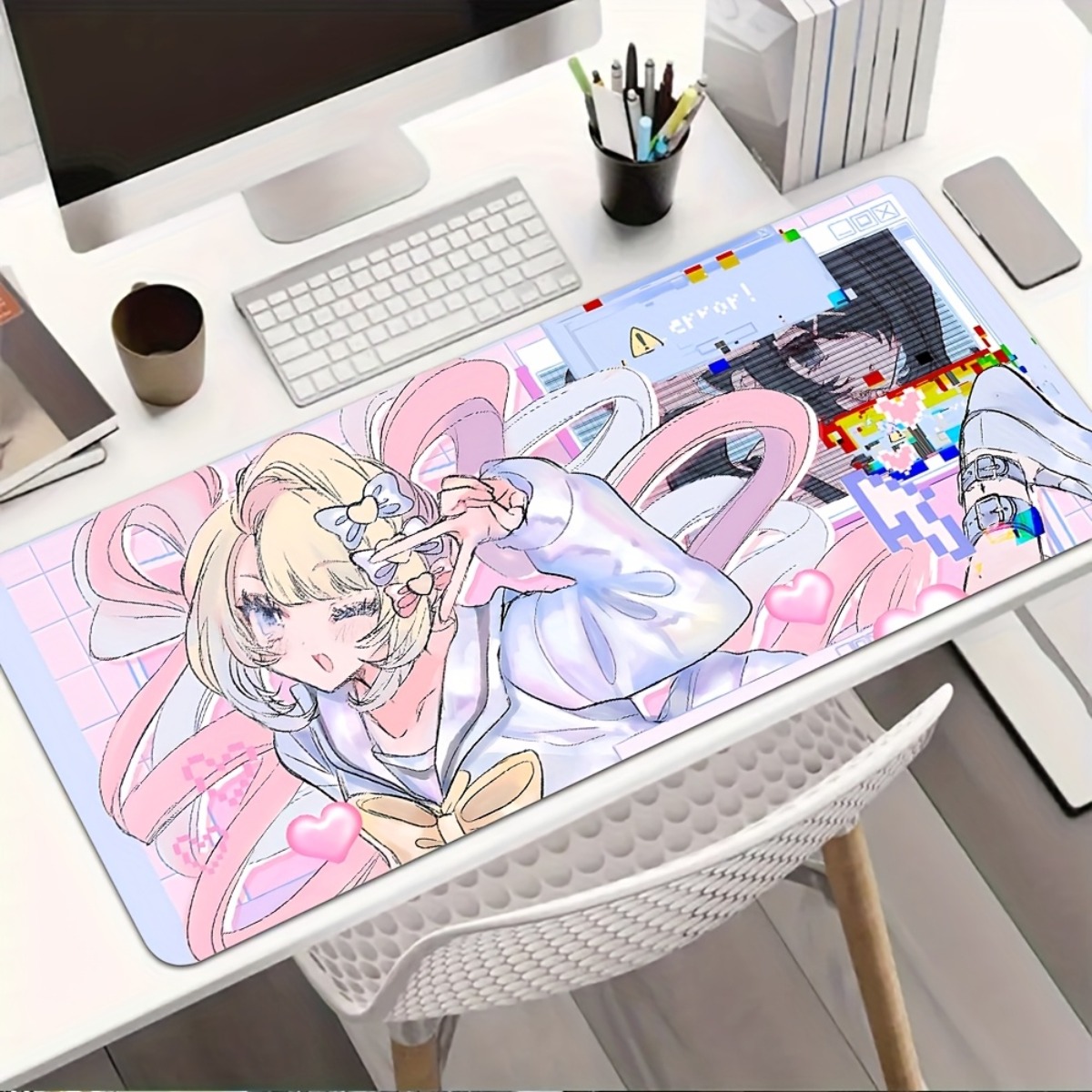 Pink Purple Anime Girl Rubber  - đánh giá và giá Desk Setup Anime